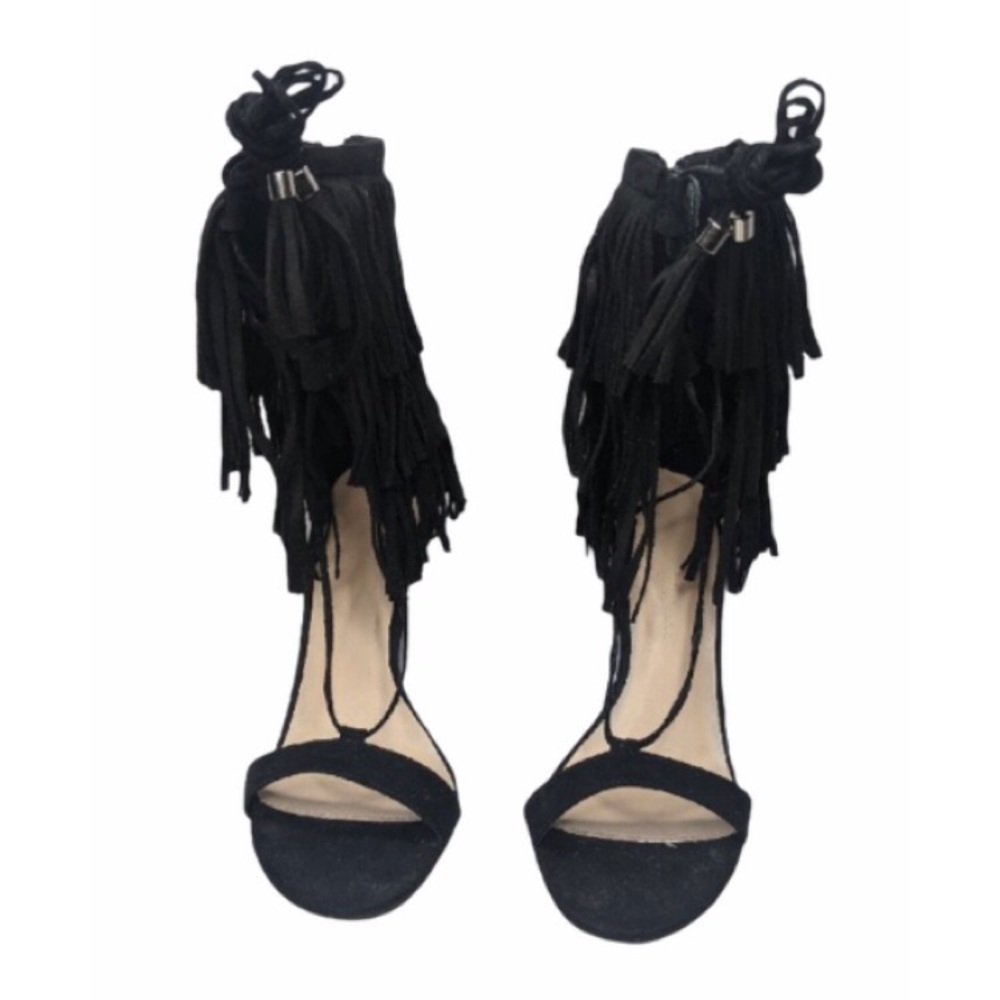 Black Fringe Heels From Go Jane